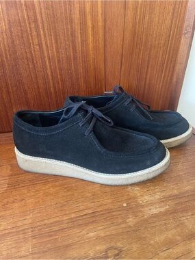 Poppy Barley Black Suede Lace-Up Oxfords with Crepe Sole